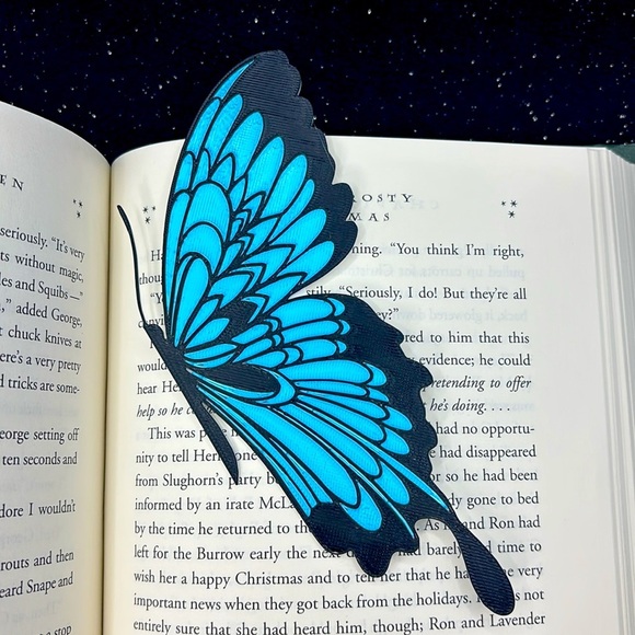 Blue 3D Printed Butterfly Bookmark - Picture 3 of 4